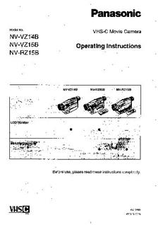 Panasonic NV VZ 14 B manual. Camera Instructions.